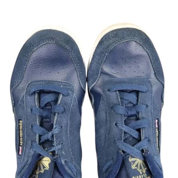 Reebok Shoes Womens 7.5 Sneakers Classic Lifestyle Trainers Blue Leather Lace Up - Picture 6 of 13